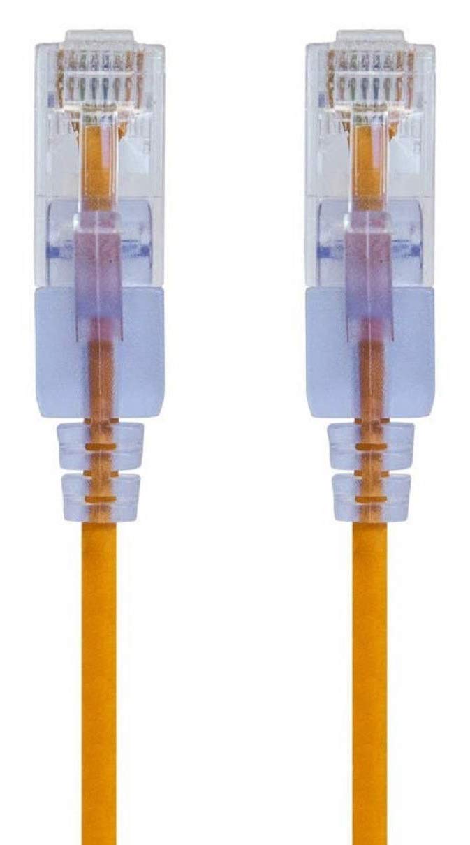 Monoprice Cat6A 1ft Yellow 10-Pk Patch Cable UTP 30AWG 10G Pure Bare Copper Snagless RJ45 SlimRun Series Ethernet Cable-New