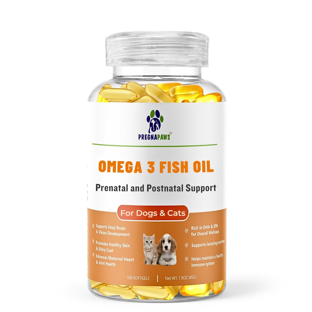 Omega 3 Fish Oil for Dogs & Cats | Dog Prenatal Vitamins | Joint Support | Brain & Heart Health | Pure EPA DHA Omega 3 for Dogs 