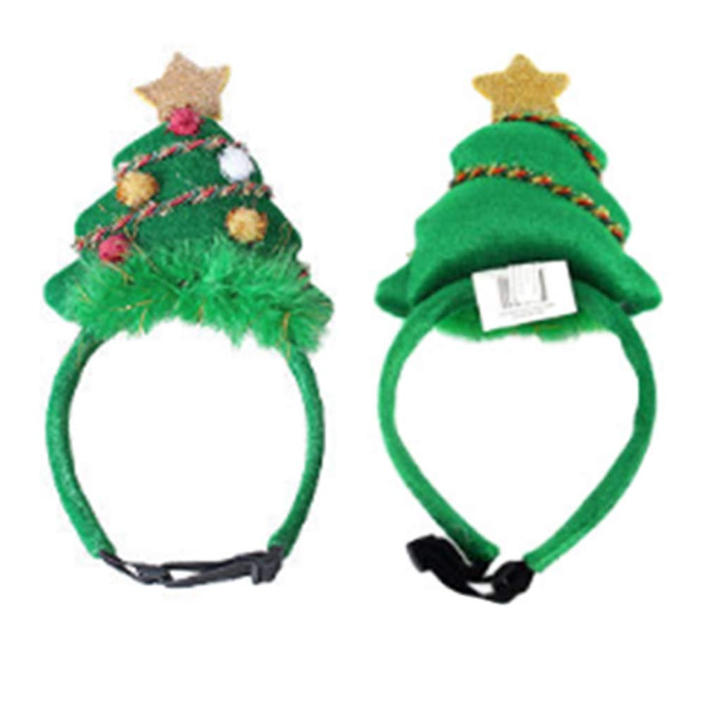 Aniac Christmas Tree Dog Costume - Medium Large Dog Xmas Tree Headband & Santa Hat - Cute Holiday Head Accessories