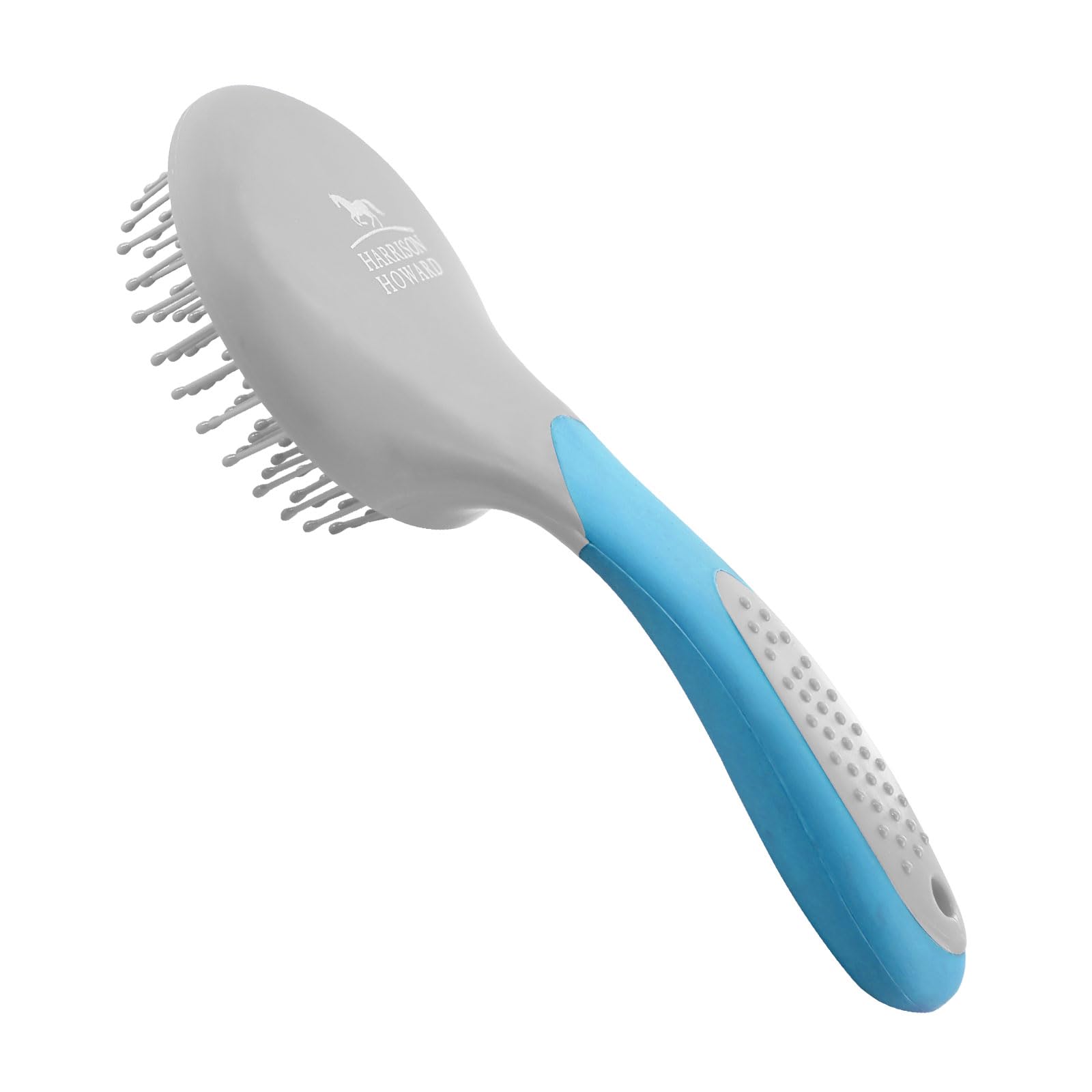 Harrison Howard Horse Mane And Tail Brush - Professional Grooming Brush, Equestrian Detangler, Non-Slip, Light Blue