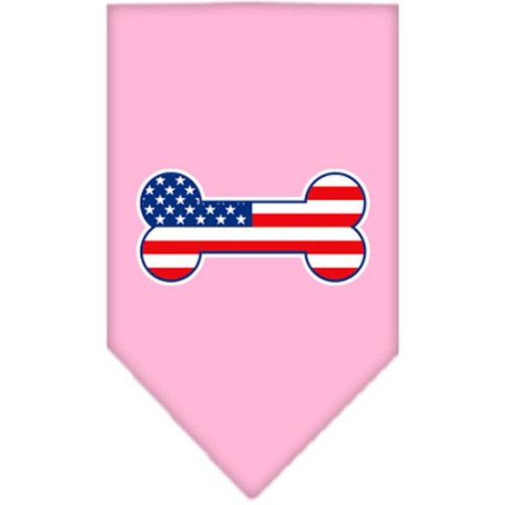 Mirage Pet Products Bone Flag American Screen Print Bandana for Pets, Large, Light Pink