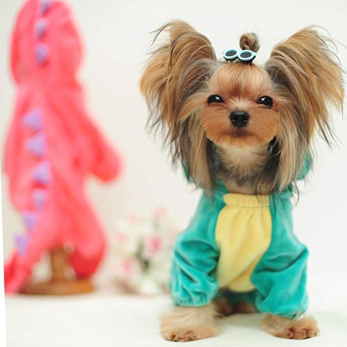 Delifur Dinosaur Dog Halloween Costume Pet Dino Hoodie For Small Dogs Cats (Xl, Green)