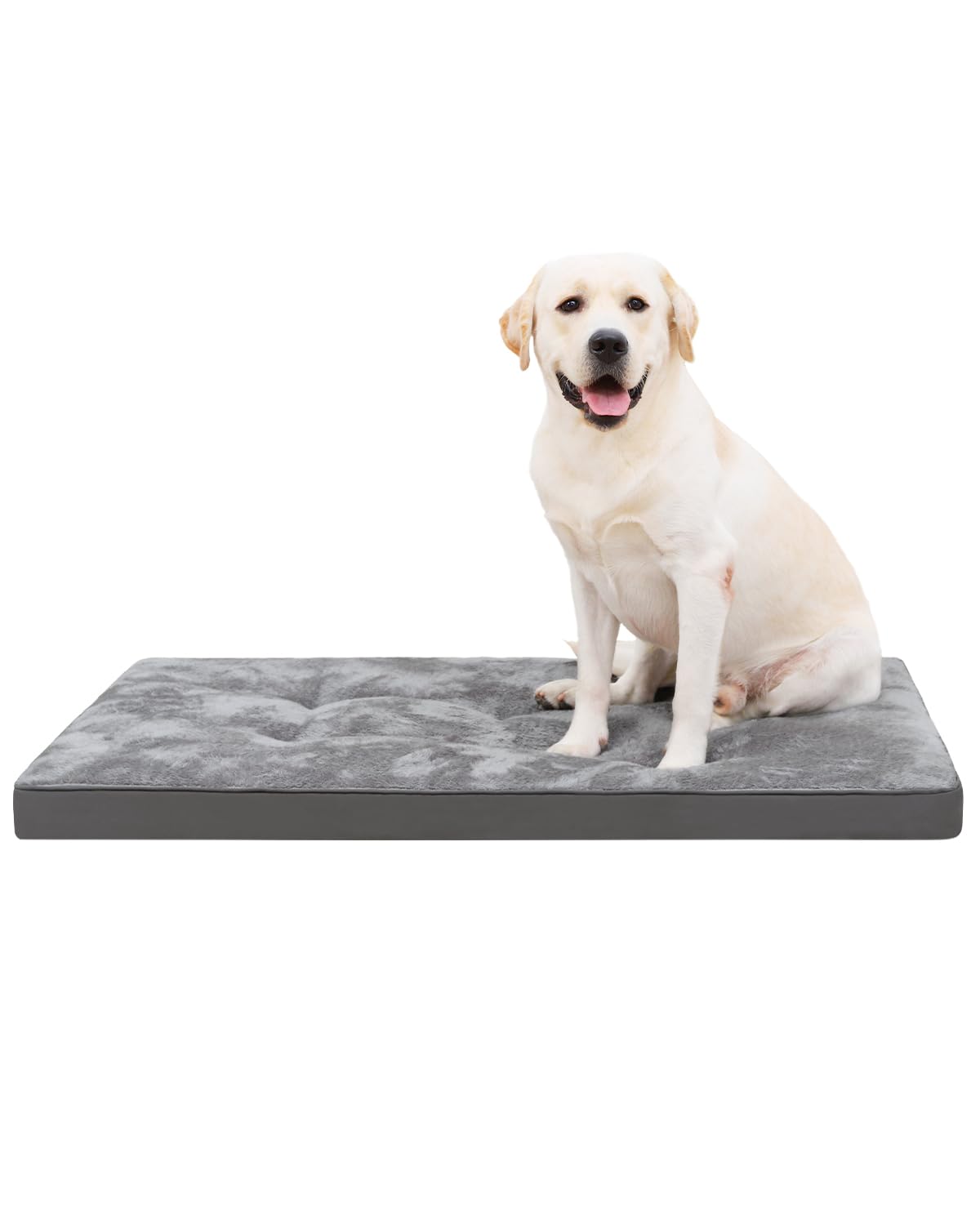 Emslx Dog Bed For Crate Washable Plush Dog Bed Kennel Pad Pet Sleeping Mat With Anti-Slip Bottom,41X27 Inch, Grey