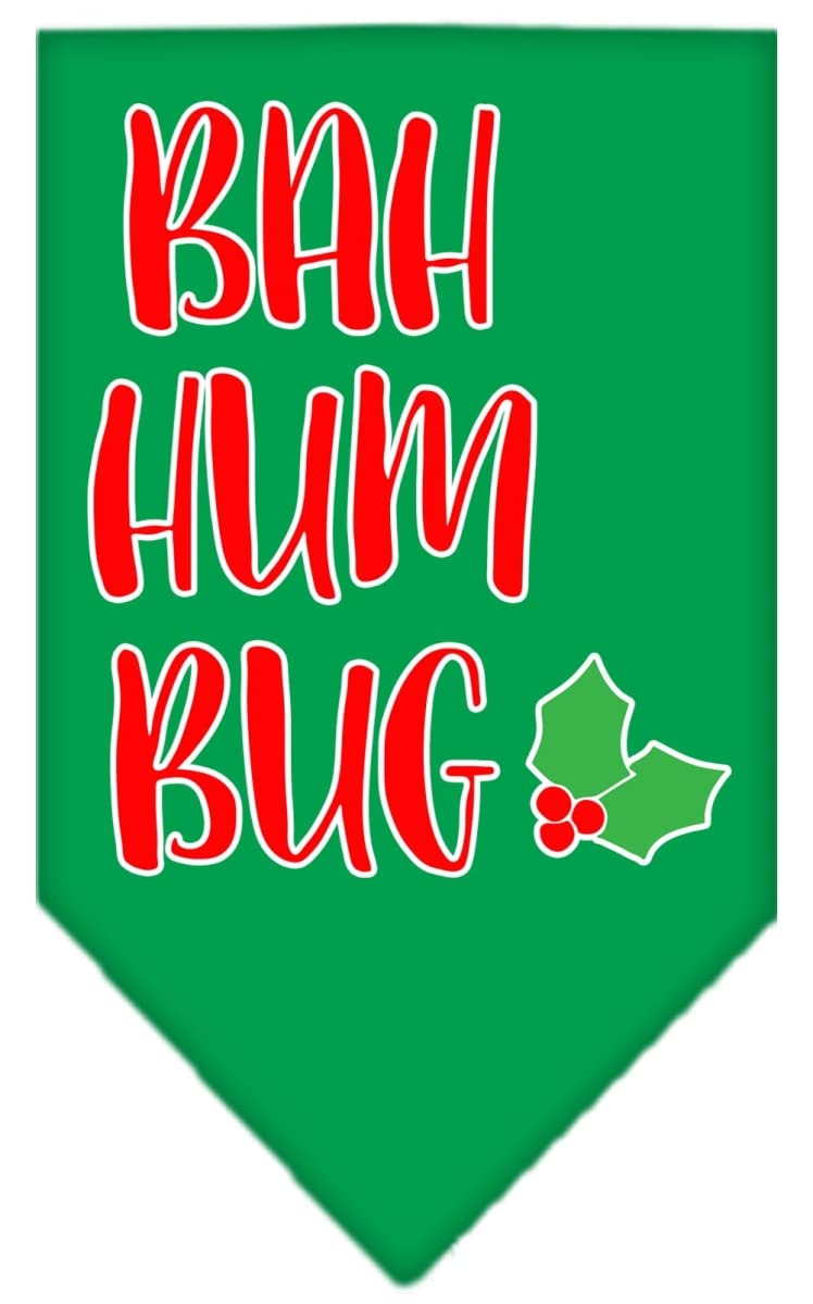 Christmas Pet and Dog Bandana Screen Printed, &quot;Bah Humbug&quot; Emerald Green Large