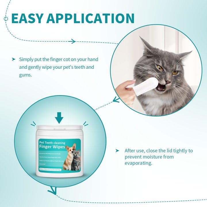Pither Dog Teeth Cleaning Wipes, Pet Dental Finger Wipes For Dogs & Cats Disposable Gentle Dog Teeth Cleaning Pads Tooth Brushin