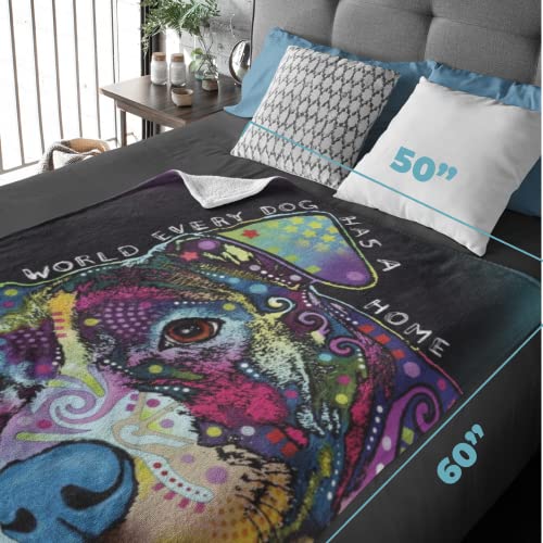 Dawhud Direct Colorful Dog Fleece Blanket For Bed, 50'' X 60'' Dean Russo Ii Dog Fleece Throw Blanket For Women, Men And Kids -
