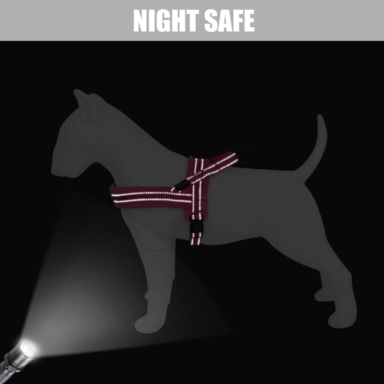 Didog Soft Flannel Padded Dog Vest Harness, Escape Proof/Quick Fit Reflective Dog Strap Harness,Easy For Training Walking,Hot Pi