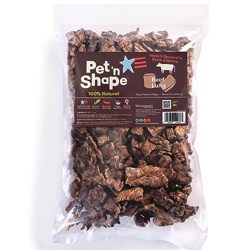 Pet 'n Shape Beef Lung Dog Treats - USA Made Training Treats, 1 lb, Orange, Model 12076