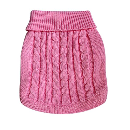 Tangpan Turtleneck Classic Straw-Rope Pro Pet Dog Sweater Apparel (Pink,Xxl)