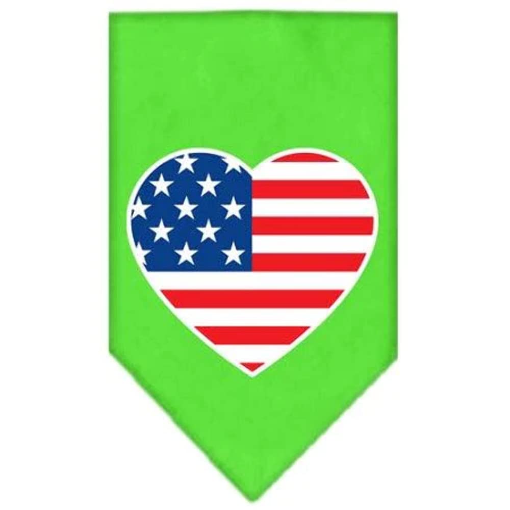 Mirage Pet Products American Flag Heart Screen Print Bandana Bright Pink, Small