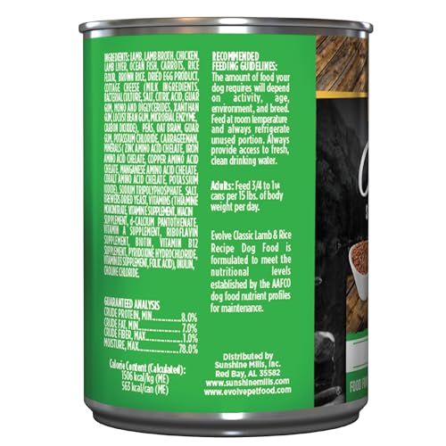 Evolve Classic Lamb and Rice Recipe Canned Dog Food, 13.2oz (Pack of 12)