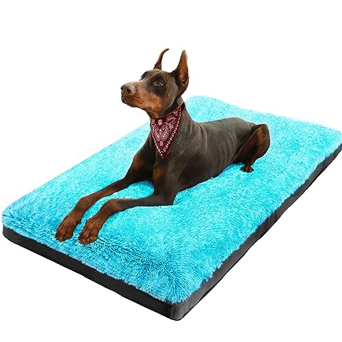 Kisyyo Xl Dog Bed Deluxe Cozy Plush Fixable Dog Kennel Beds For Crates Washable Dog Bed, 42 X 28 X 3 Inches, Blue