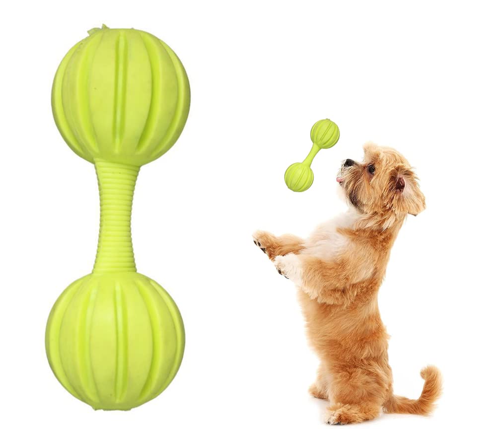 Western Era Dog Rubber Dumble Toy With Bell, Unique Design, Ridged Texture, Lightweight, Durable, Weather, Water Resistant, Fetc