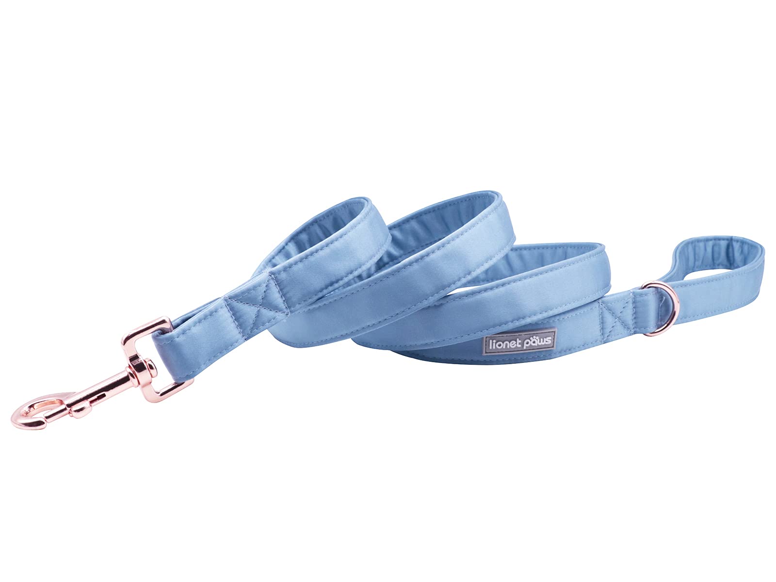 Lionet Paws Dog Leash - Silk Blue Leash For Small Medium Large Dogs Matching Collar For Girl And Boy