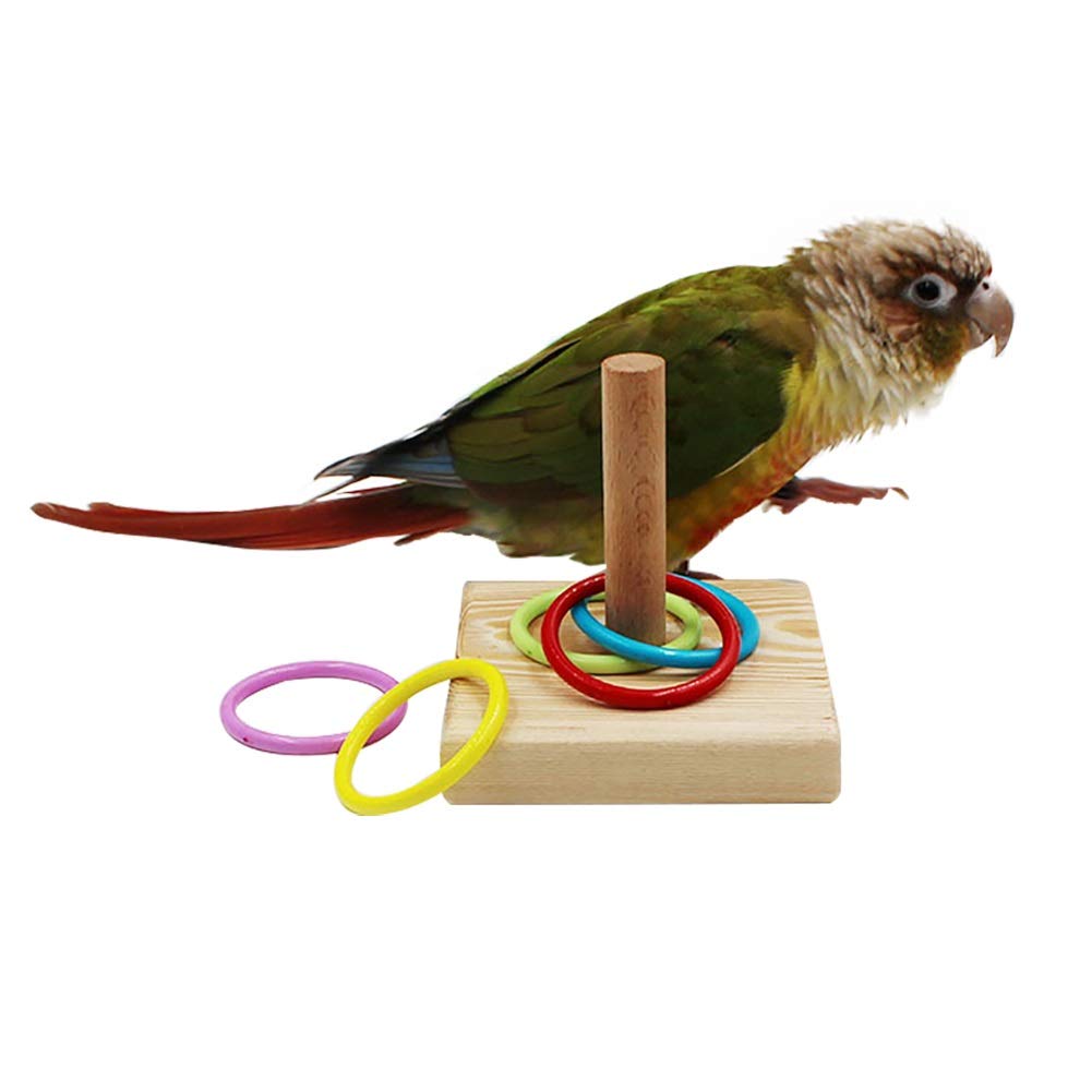 Qbleev Bird Training Ring Toy, Parrot Trick Tabletop Toys, Bird Educational Toys, Stacking Color Rings,Bird Cage Toys