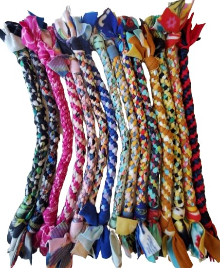 Dog Puppy Tug Pull Toy Rope Play Durable Interactive Entertaining Heavy Duty Fleece Round Square Braid by KNOTS SO FAST (Mystery