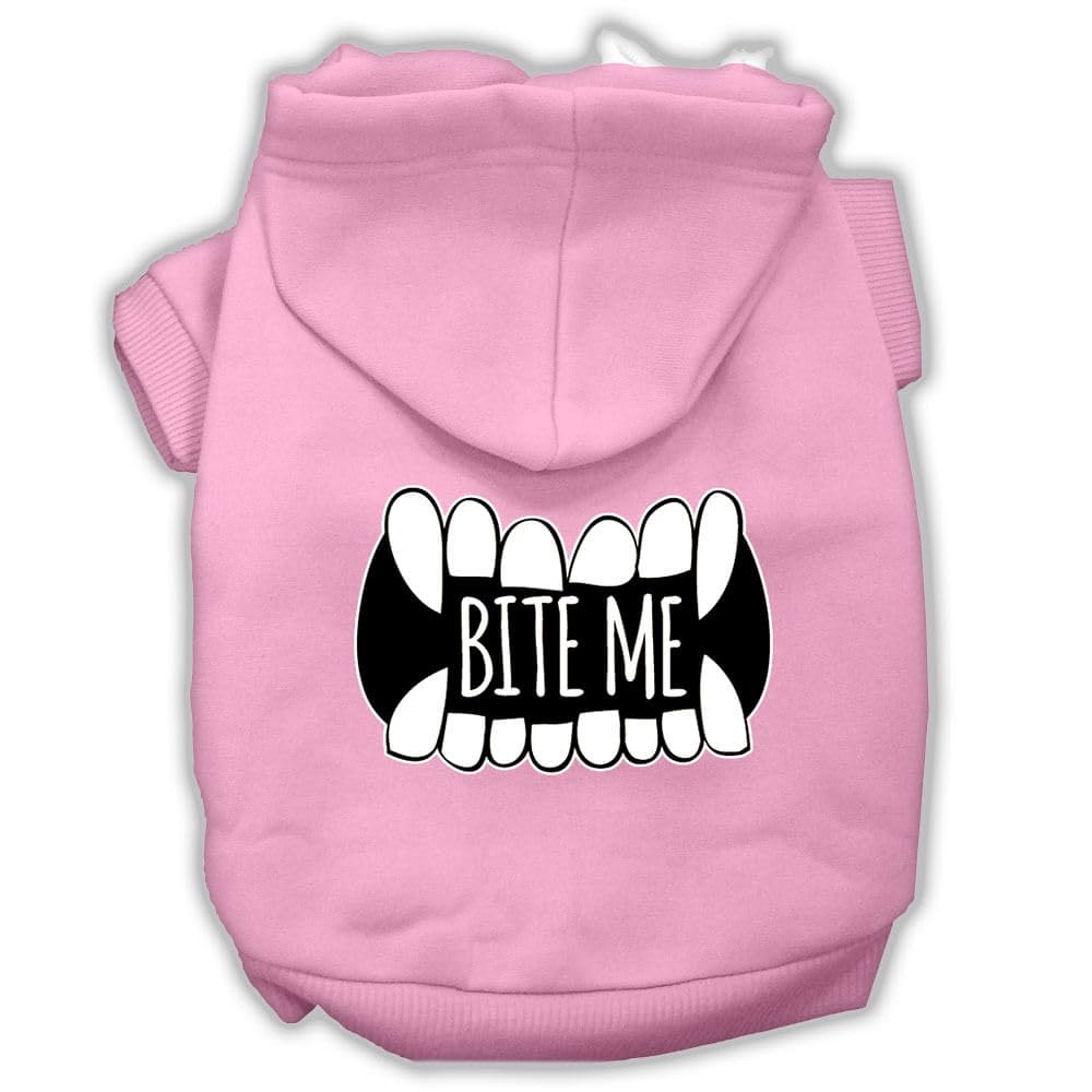 Bite Me Screenprint Dog Hoodie Light Pink Xl 16