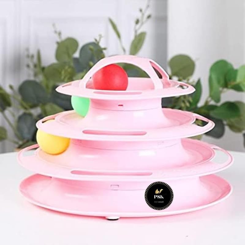 Psk Pet Mart Cat Toys Interactive Fun Roller Exerciser 3 Level Tower Ball Toy Kitten Teaser Toy With Colorful Balls