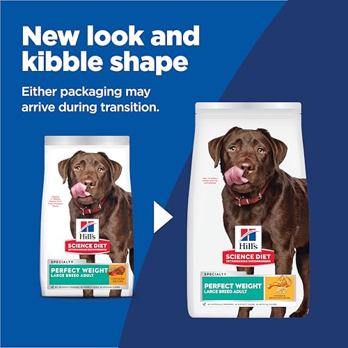 Hills Science Diet Perfect Weight Large Breed Adult Dry Dog Food 1-5, Quality Protein for Weight Management Support, Chicken Re