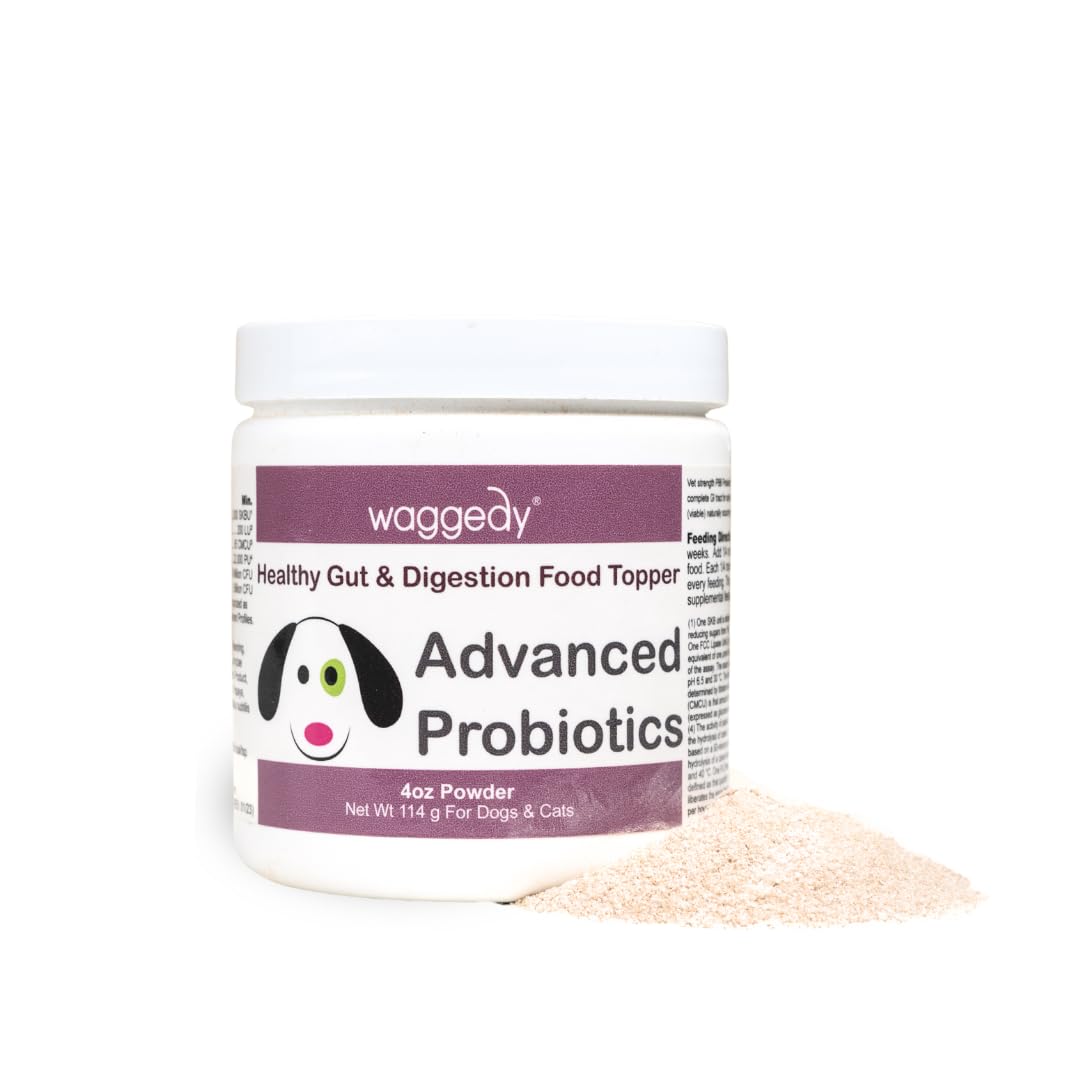 Waggedy Advanced Dog Probiotics Gut and Digestion Food Topper - Probiotic Powder with Digestive Enzymes & Papaya - Gentle Probio