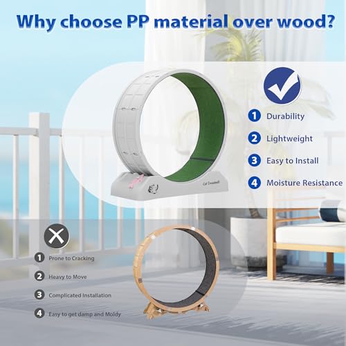 Coziwow Cat Wheel For Indoor Cats Exercise Running Wheel Cat Treadmill With Brake & Carpeted Runway, 31.5 Inch Easy To Install &