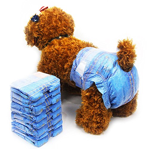 Disposable Dog Diapers for Female Dogs - Dono Jeans Super Absorbent Soft Pet Diapers for Female Puppy Dogs, Including 24pcs Diap