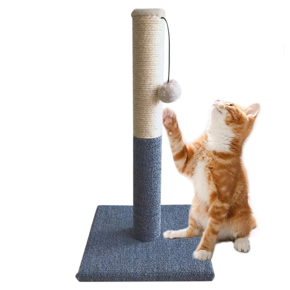 Barelove Cat Scratching Post Tower, Tall Cat Scratch Post, Natural Sisal Rope Scratcher Posts Refill For Indoor Cats, Carpet Cat Scratching Post With Replaceable Toys, Sturdy Base (Grey)