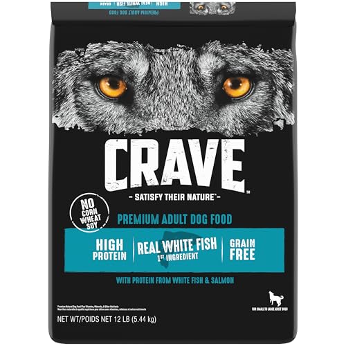 CRAVE Grain Free High Protein Dry Dog Food, White Fish & Salmon, 12 lb. Bag