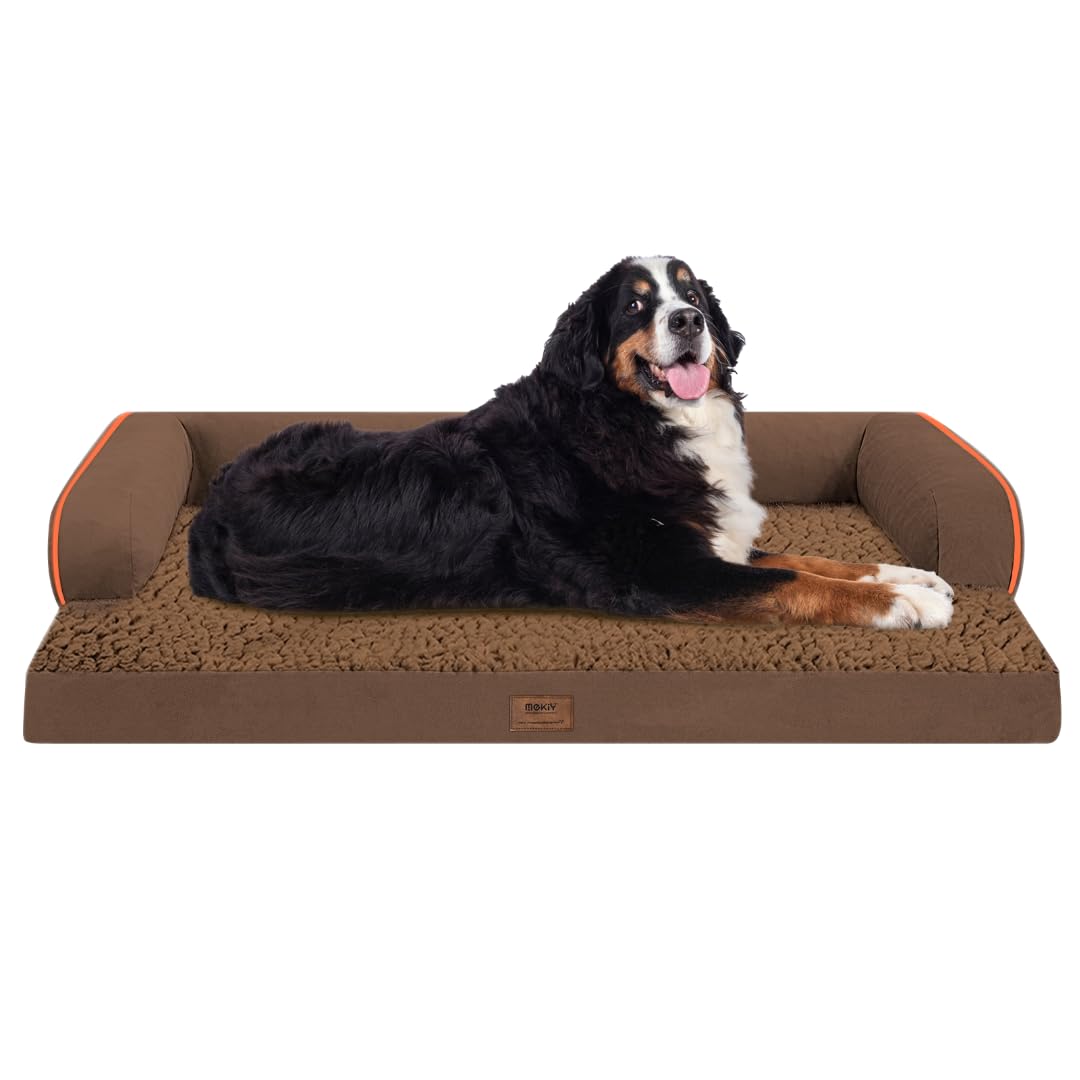 Large Dog Bed Orthopedic Washable - Extra Large Xxxlarge Dogs, Orthopedic Coffee Jumbo Dog Bed With Waterproof Cover And Removable Egg Foam, Couch Bed Bolster