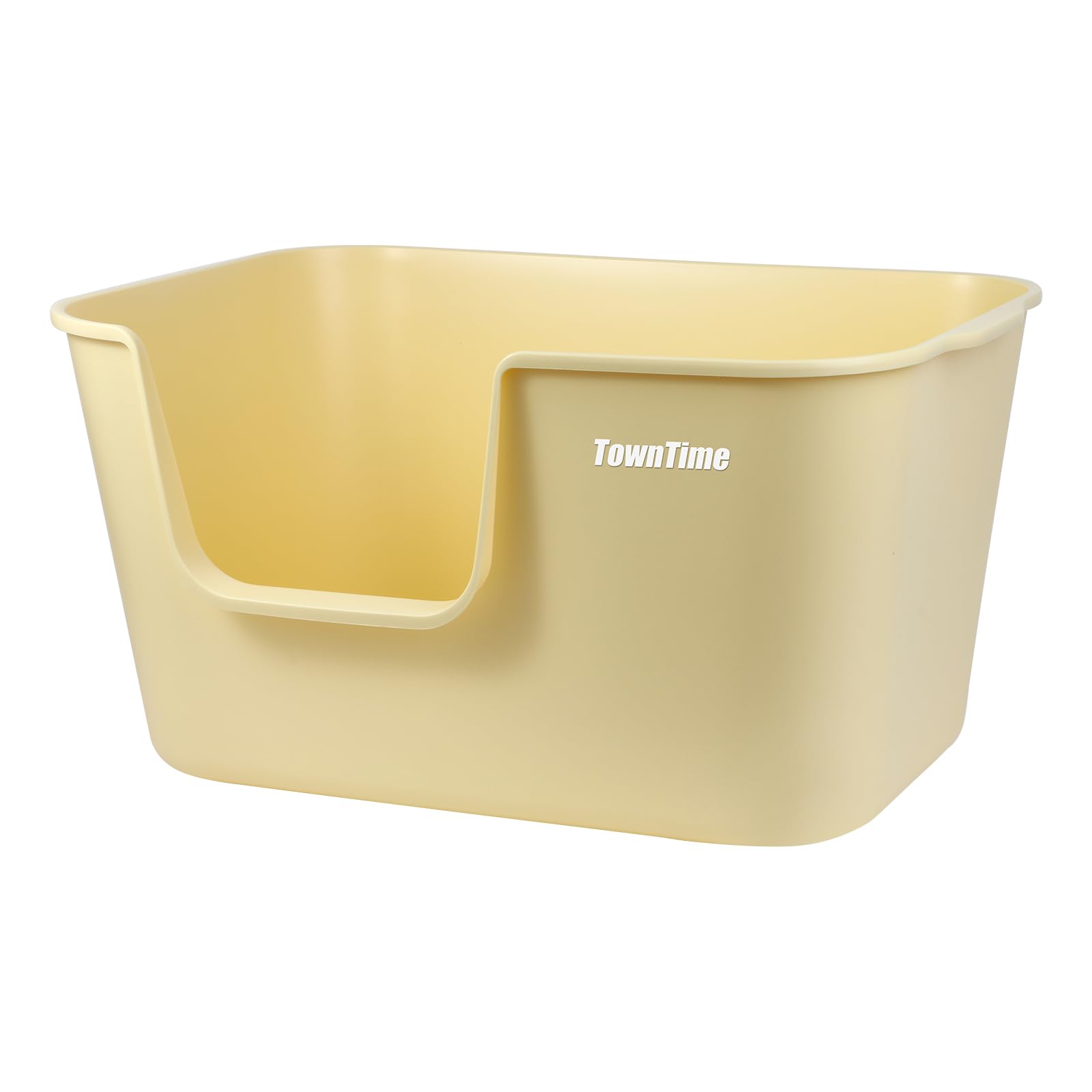 Towntime Xxl Litter Box With High Sides - 24.6'L X 16.9'W X 12.99'H, Anti-Splash, Tool-Free Assembly, Multi-Cat, Jumbo (Yellow)