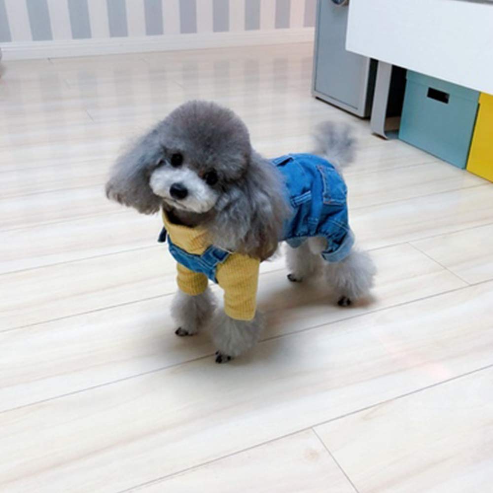 Muyaopet Dog Denim Jumpsuit Costumes Cat Pet Jean Overalls Clothes For Yorkie Bulldog (Xxl(Bust 20.4' Back 16.9'), Blue)