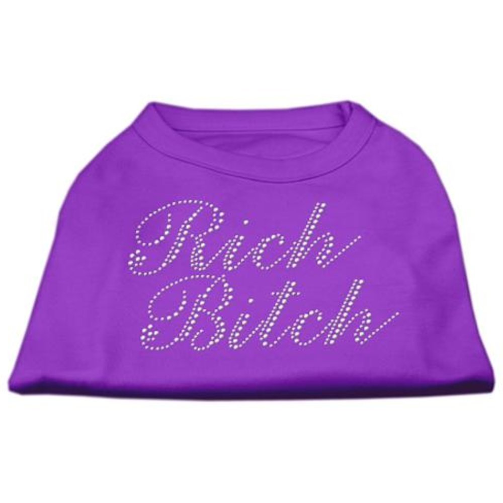 Mirage Pet Products Rich Bitch Rhinestone Pet Shirt, 3X-Large, Purple