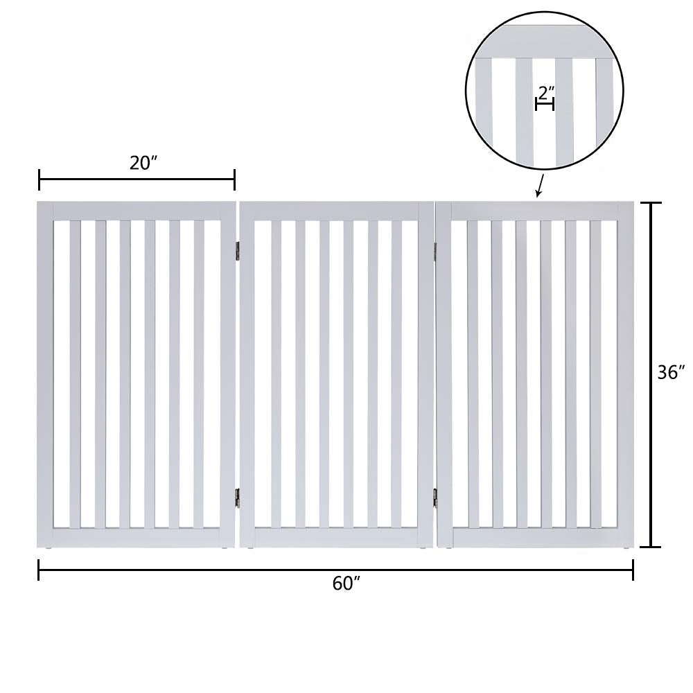 Unipaws 36H Free Standing Pet Gate For Dog Cat Baby, Tall Wooden Dog Gates For Doorway, Stairs, Foldable Pet Fence For The House