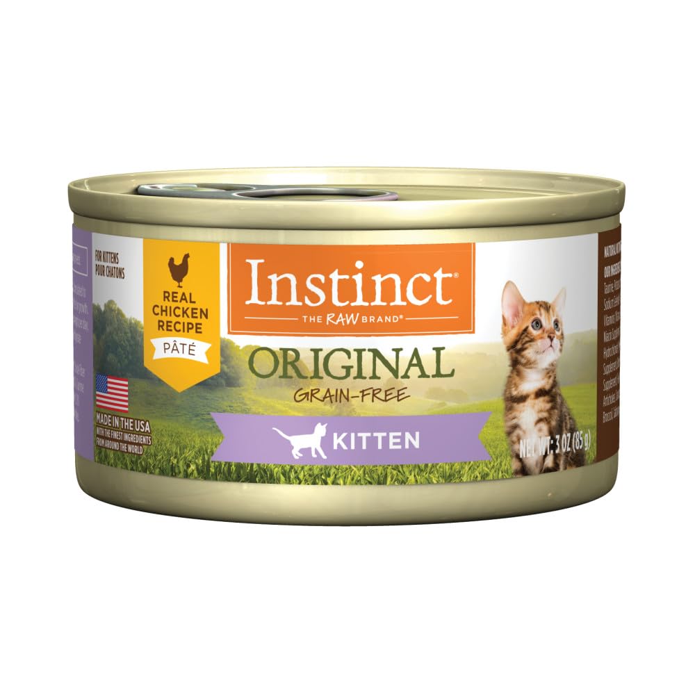 Instinct Original Kitten Pate Wet Cat Food, Grain Free - Real Chicken, 3 oz. Cans (Pack of 24)