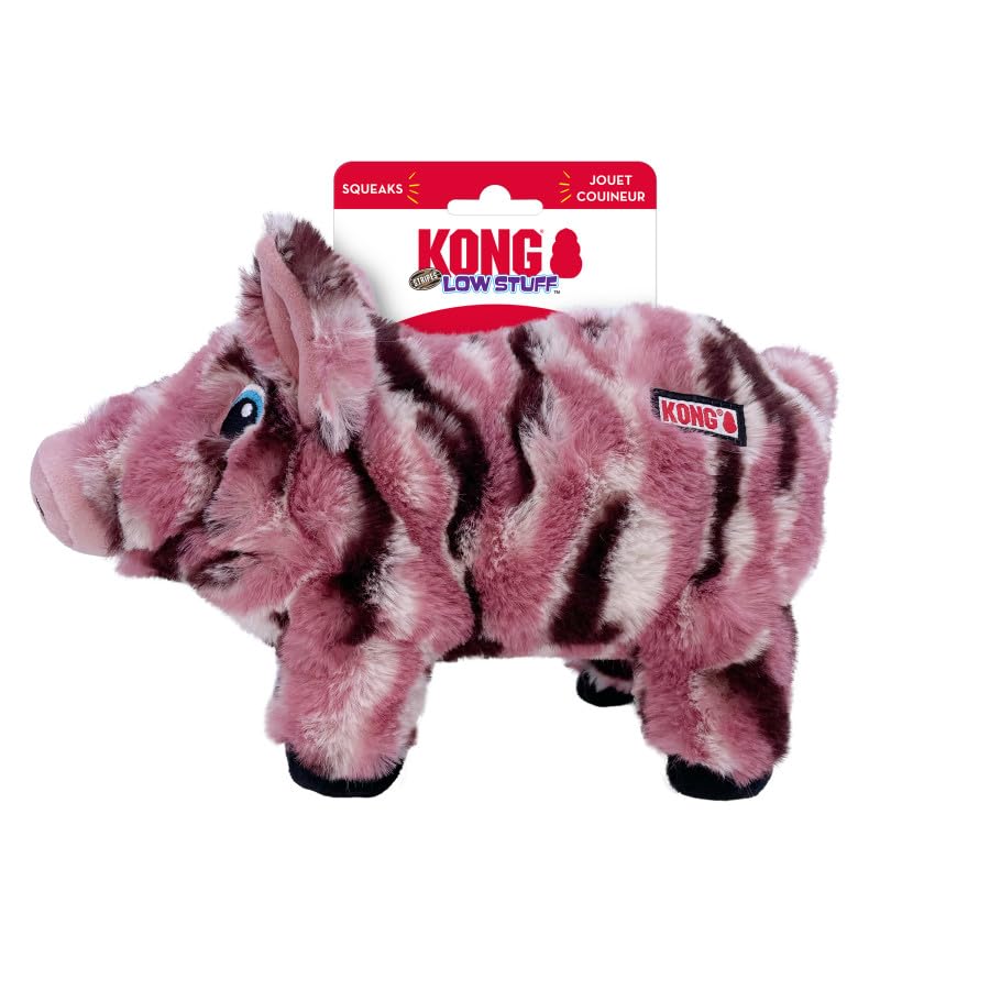 Kong Low Stuff Stripes Plush Dog Toy For All Sized Dog Breeds (Pig)