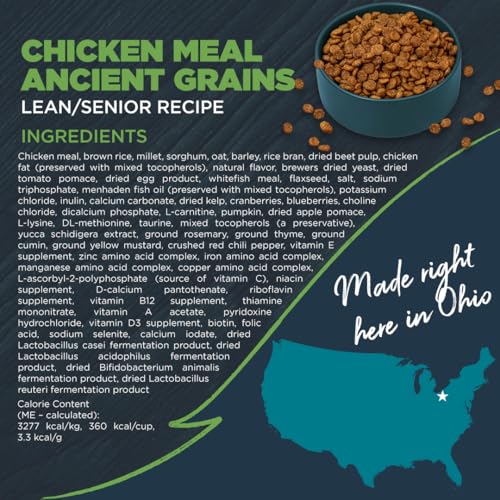 Blackwood Lean/Senior Dry Dog Food, Chicken Meal with Ancient Grains, 24 Pound Bag for Weight Management and Muscle Mass Mainten