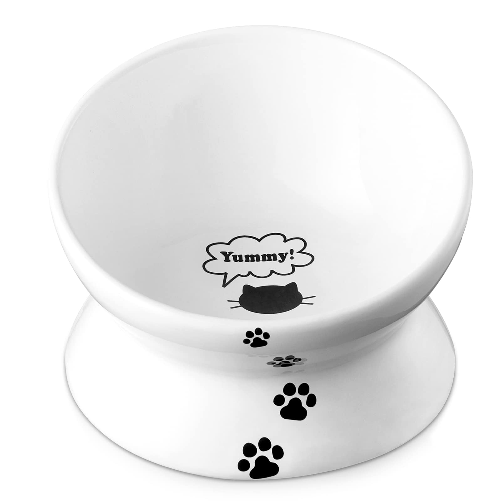 Y YHY Cat Bowl, Large Raised Cat Food Bowls Anti Vomiting, 7 Inch Tilted Elevated Cat Bowl, Ceramic Pet Food Bowl for Adult Cats