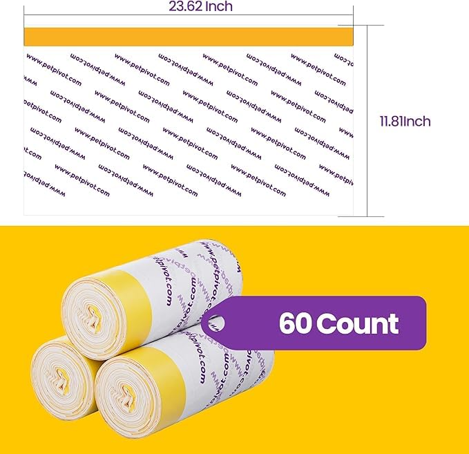 60 Count Litter Box Liners Bags,Compatible With Autoscooper 11 Open-Top Automatic Self-Cleaning Cat Litter Robot Box,3 Rolls Dra