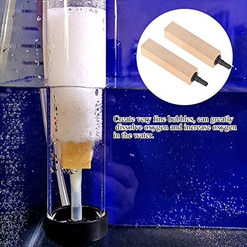 2Pcs/Set Wooden Air Bubble Stone Diffuser Air Stone Cylinder Fine Bubbles Air Pump Accessories for Hydroponics Aquarium Tank Pum