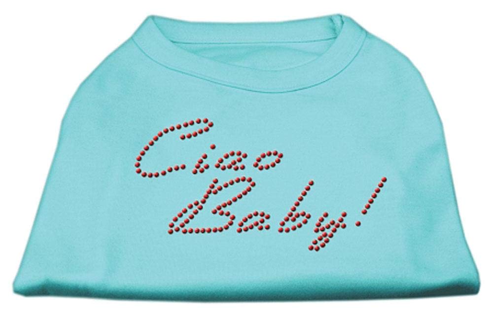 Mirage Pet Products Ciao Baby Rhinestone Shirt, Large, Aqua