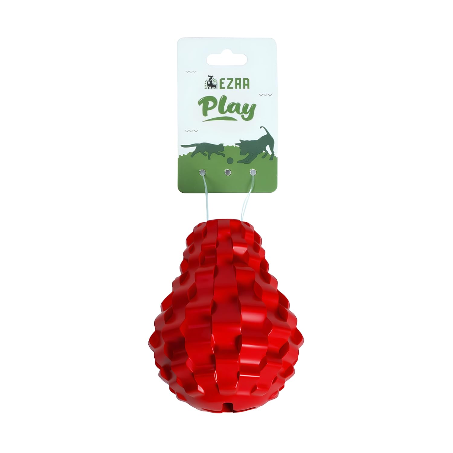 EZRA Play Refillable Devil Emoji Ball Dog Toy  Red, Durable NonToxic Rubber Chew Ball | Interactive Fetch, Bounce & Dental Hea
