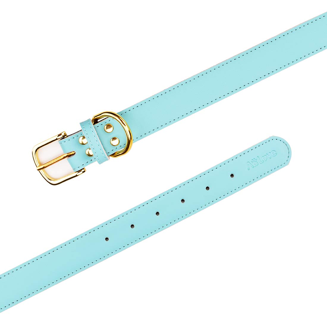 Aolove Basic Classic Padded Leather Pet Collars For Cats Puppy Small Medium Dogs (17-22 Neck * 1.2 Wide, Blue)