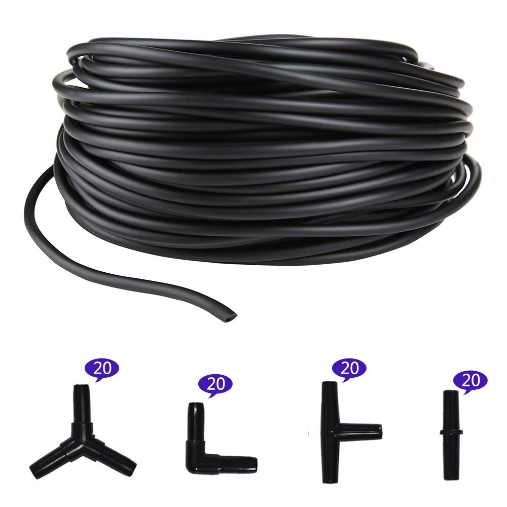 Jih Aquarium 100 Feet Airline Tubing Standard 3/16' With Connectors For Fish Tank Terrariums, And Hydroponics
