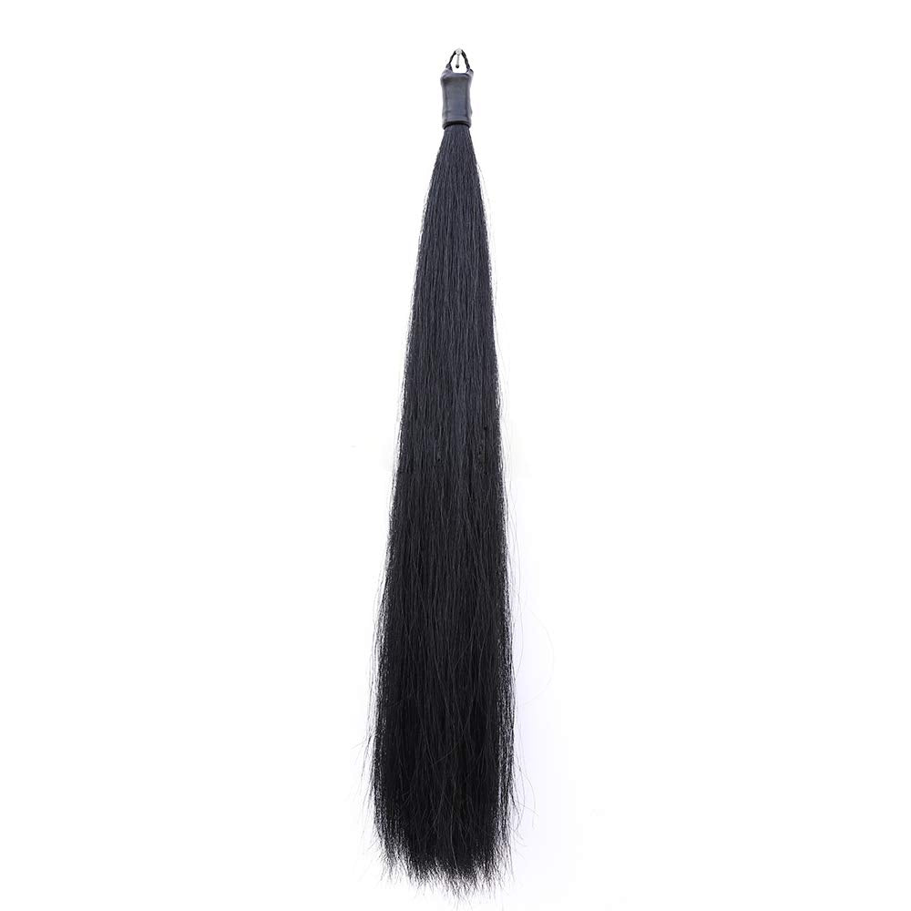 Horse Tail Extensions with Braided Horsehair Loop, Blunt Cut Bottom, 34-36 inches long and 1 lb Weight (Jet Black)