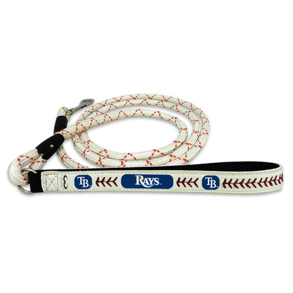 MLB Tampa Bay Rays Pet LeashBaseball Leather Frozen Rope, Multicolor, Large