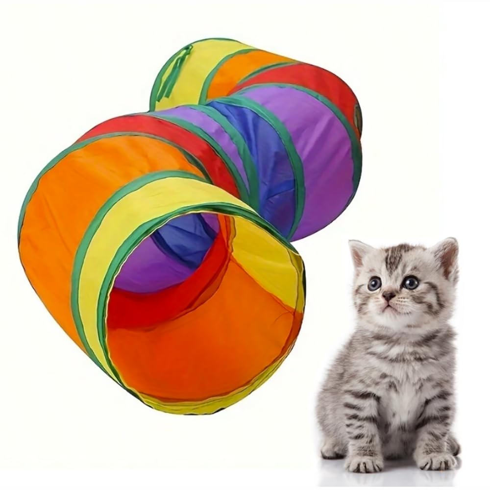 Store 2508 Foldable Cat Tunnel Toy 130 Cm Long  Colourful Interactive Pet Play Tunnel With Peek Hole Hanging Ball Collapsible D