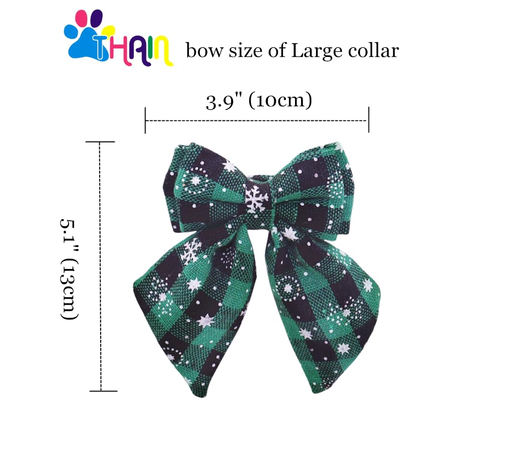 Thain Christmas Dog Collar With Style Bow, Quick Release Plastic Buckle Adjustable Cotton Red Bowtie Dog Christmas Collars For L