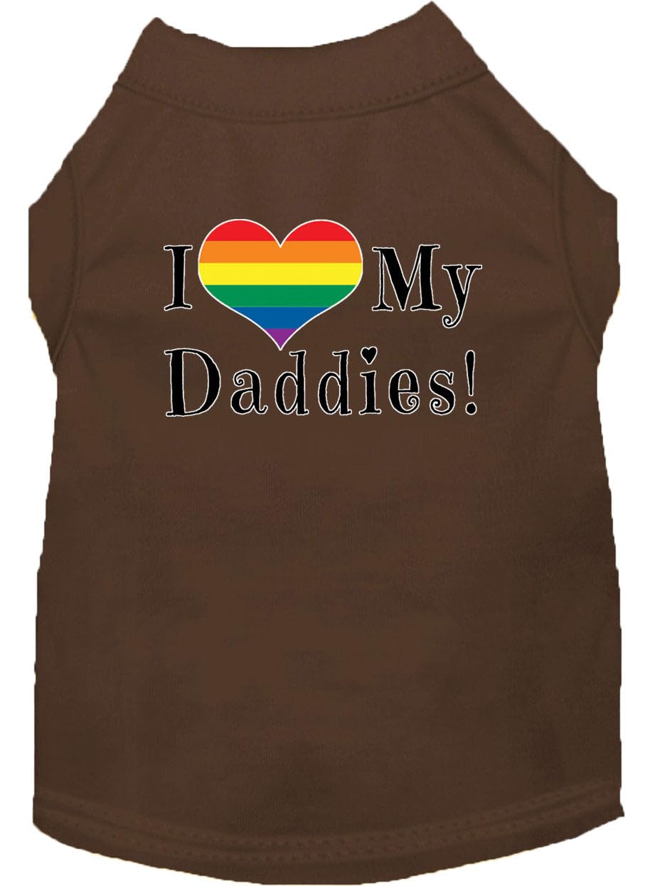 Pet Dog & Cat Shirt Screen Printed, "I Heart My Daddies" Brown 3XL (25-35 lbs.)