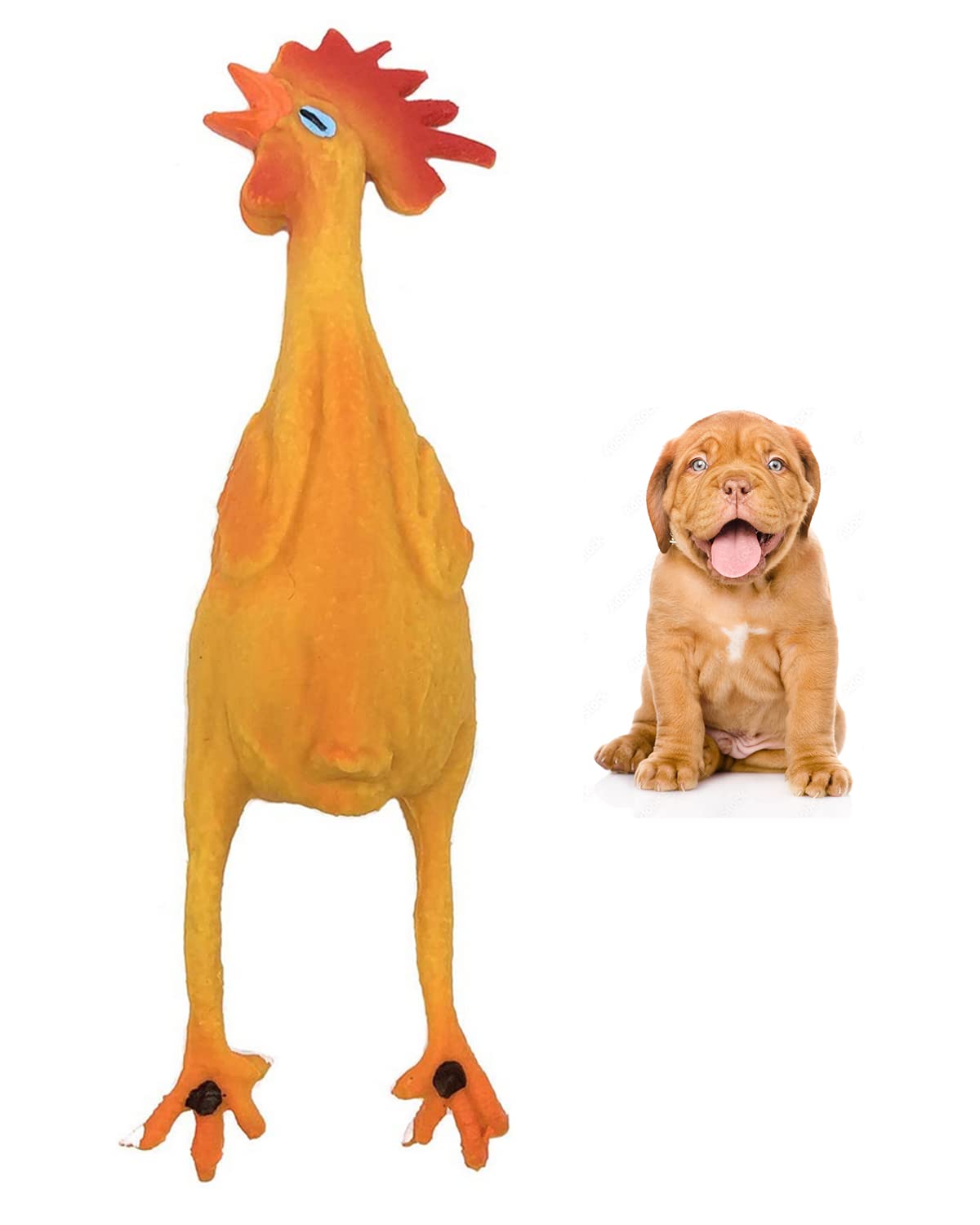 Rubber Chicken Dog Toys - Natural Rubber (Latex) - Small Breeds Puppies Lead-Free Chemical-Free - Complies With Same Safety Standards As Baby Toys - Soft Unstuffed Squeaky (Small)