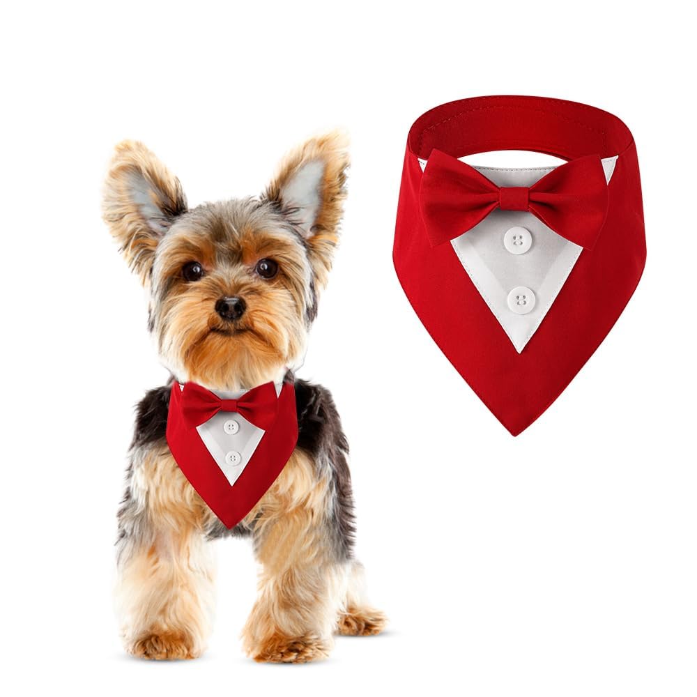 Dogtact Dog Tuxedo, Formal Dog Wedding Bandana Adjustable Pet Collar With Bow, Small, Medium And Large Dog Wedding Clothing, Bir